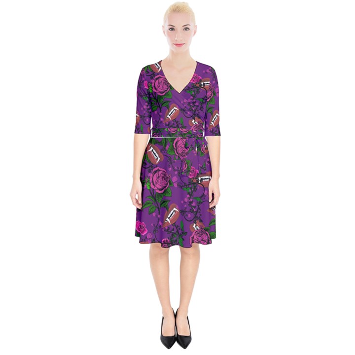 Purple  Rose Vampire Wrap Up Cocktail Dress