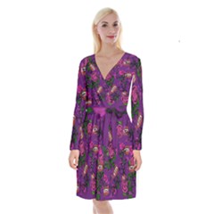 Purple  Rose Vampire Long Sleeve Velvet Front Wrap Dress by snowwhitegirl