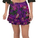 Purple  Rose Vampire Fishtail Mini Chiffon Skirt View1