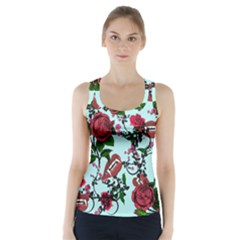 Light Blue Rose Vampire Racer Back Sports Top