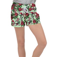 Green Rose Vampire Women s Velour Lounge Shorts by snowwhitegirl