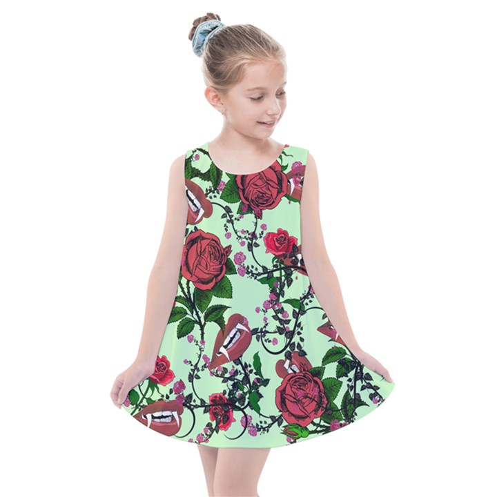 Green Rose Vampire Kids  Summer Dress