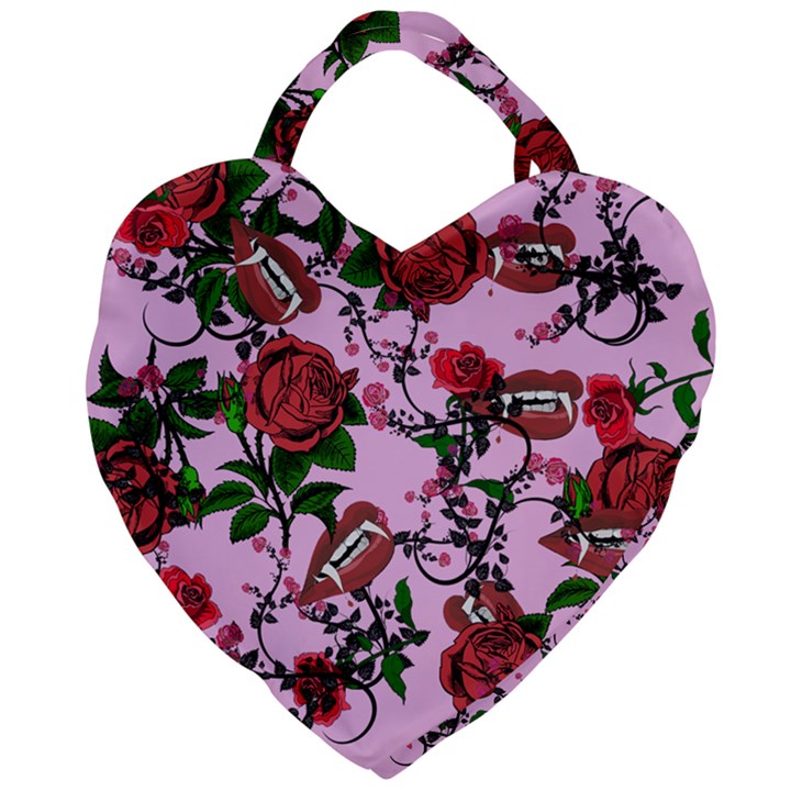 Pink Rose Vampire Giant Heart Shaped Tote