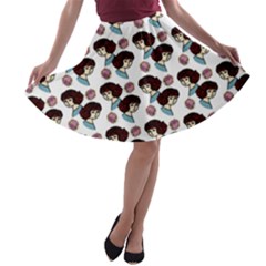 Redhead Girl Pattern A-line Skater Skirt by snowwhitegirl