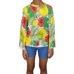 Orange Tropics Kids  Long Sleeve Swimwear by snowwhitegirl