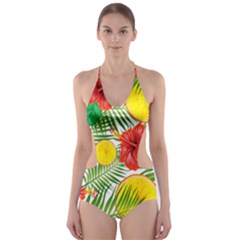 Orange Tropics Cut-out One Piece Swimsuit by snowwhitegirl