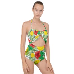 Orange Tropics Scallop Top Cut Out Swimsuit