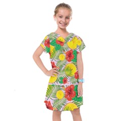 Orange Tropics Pink Kids  Drop Waist Dress