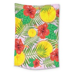 Orange Tropics Pink Large Tapestry by snowwhitegirl