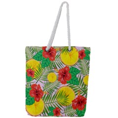 Orange Tropics Pink Full Print Rope Handle Tote (large) by snowwhitegirl