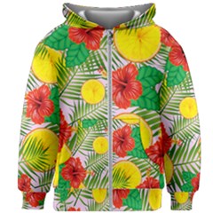 Orange Tropics Pink Kids Zipper Hoodie Without Drawstring