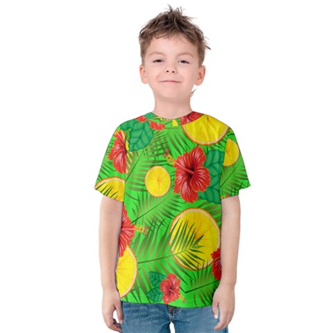 Orange Tropics Green Kids  Cotton Tee by snowwhitegirl