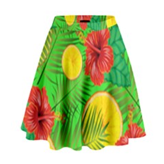 Orange Tropics Green High Waist Skirt by snowwhitegirl