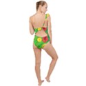 Orange Tropics Green Frilly One Shoulder Swimsuit View2