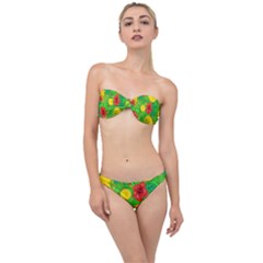 Orange Tropics Green Classic Bandeau Bikini Set