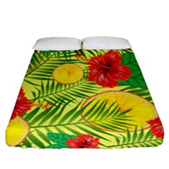 Orange Tropics Yellow Fitted Sheet (queen Size) by snowwhitegirl