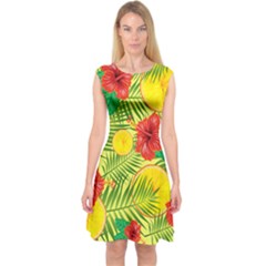 Orange Tropics Yellow Capsleeve Midi Dress by snowwhitegirl