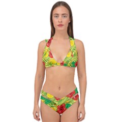 Orange Tropics Yellow Double Strap Halter Bikini Set by snowwhitegirl