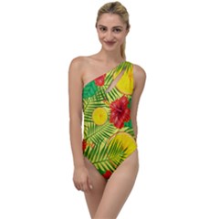 Orange Tropics Yellow To One Side Swimsuit