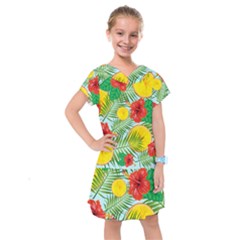 Orange Tropics Blue Kids  Drop Waist Dress by snowwhitegirl