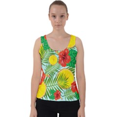 Orange Tropics Blue Velvet Tank Top