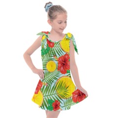 Orange Tropics Blue Kids  Tie Up Tunic Dress