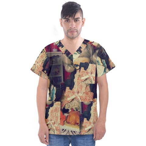 Happy Holidays Men s V-neck Scrub Top by snowwhitegirl