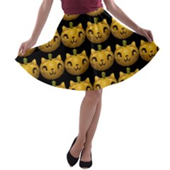 Cat Pumpkin A-line Skater Skirt by snowwhitegirl