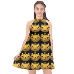 Cat Pumpkin Halter Neckline Chiffon Dress  by snowwhitegirl