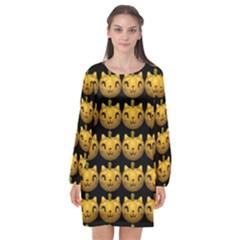 Cat Pumpkin Long Sleeve Chiffon Shift Dress  by snowwhitegirl