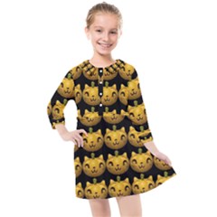 Cat Pumpkin Kids  Quarter Sleeve Shirt Dress