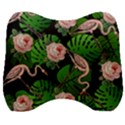 Flamingo Floral Black Velour Head Support Cushion View1