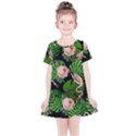 Flamingo Floral Black Kids  Simple Cotton Dress View1