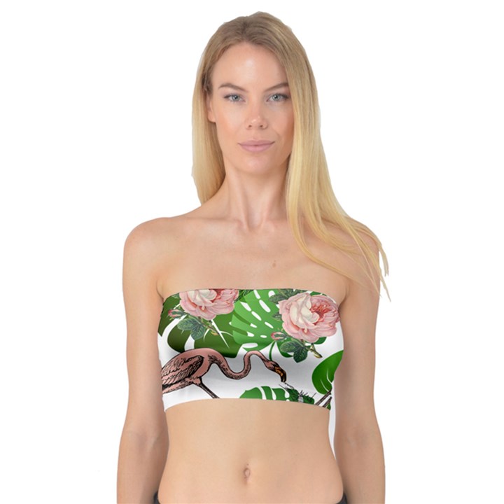 Flamingo Floral White Bandeau Top