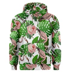 Flamingo Floral White Men s Pullover Hoodie by snowwhitegirl