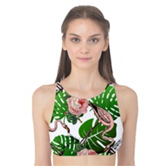 Flamingo Floral White Tank Bikini Top