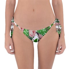 Flamingo Floral White Reversible Bikini Bottom