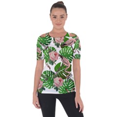 Flamingo Floral White Short Sleeve Top by snowwhitegirl