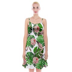 Flamingo Floral White Spaghetti Strap Velvet Dress by snowwhitegirl