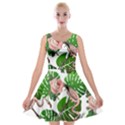 Flamingo Floral White Velvet Skater Dress View1