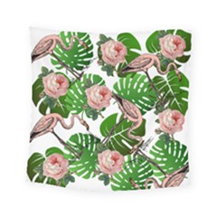 Flamingo Floral White Square Tapestry (small) by snowwhitegirl