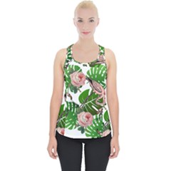 Flamingo Floral White Piece Up Tank Top