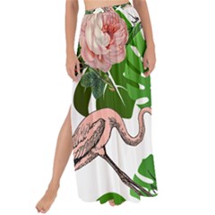 Flamingo Floral White Maxi Chiffon Tie-up Sarong by snowwhitegirl