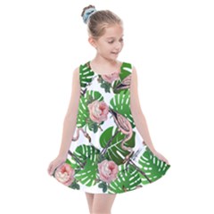 Flamingo Floral White Kids  Summer Dress