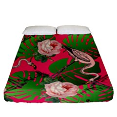 Flamingo Floral Pink Fitted Sheet (queen Size) by snowwhitegirl