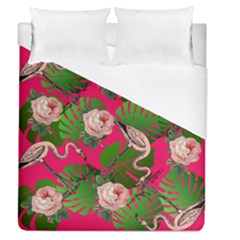 Flamingo Floral Pink Duvet Cover (queen Size) by snowwhitegirl