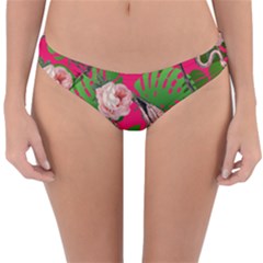 Flamingo Floral Pink Reversible Hipster Bikini Bottoms by snowwhitegirl