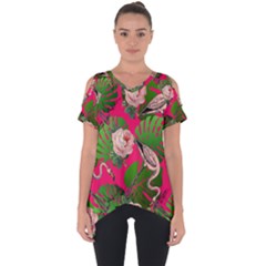 Flamingo Floral Pink Cut Out Side Drop Tee by snowwhitegirl