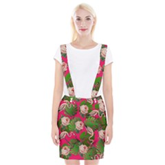 Flamingo Floral Pink Braces Suspender Skirt by snowwhitegirl