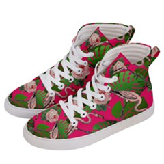 Flamingo Floral Pink Women s Hi-top Skate Sneakers by snowwhitegirl